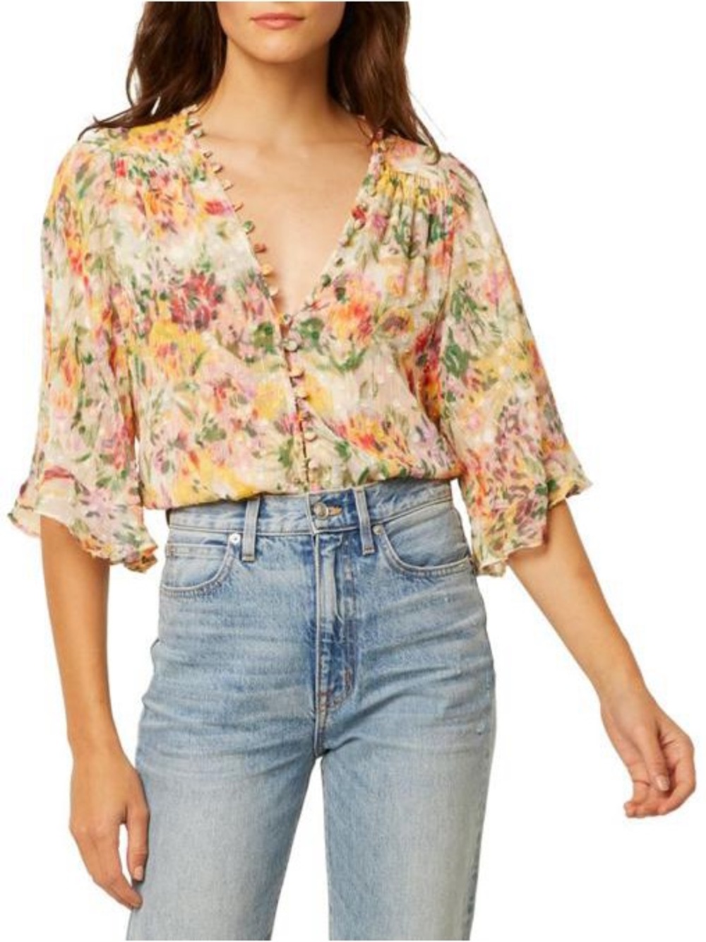 Misa Los Angeles para print floral blouse top